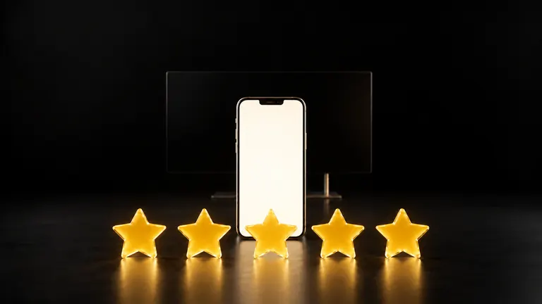 All five stars glowing gold